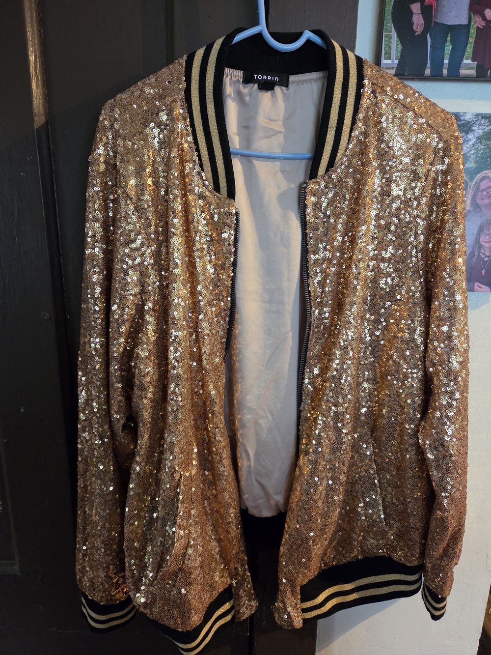 Torrid Metallic Gold Sequin Bomber Jacket
